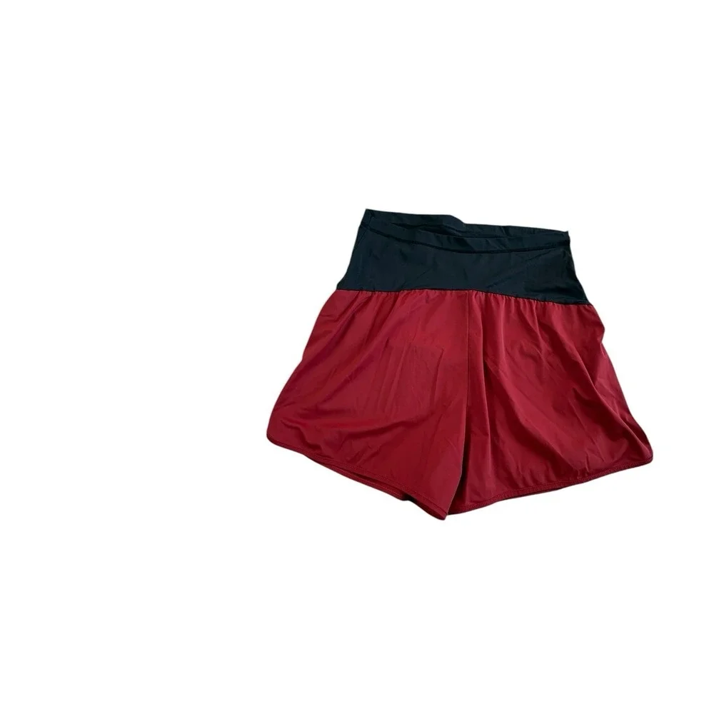 Maternity Athletic Shorts Size L‎ Black Red 2 in 1 Running Workout